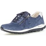 Blaue Gabor Low Sneaker mit Reißverschluss aus Glattleder mit herausnehmbarem Fußbett für Damen Größe 42,5 