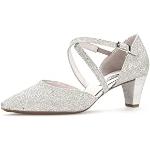 Silberne Elegante Gabor High Heels & Stiletto-Pumps mit Riemchen in Breitweite aus Veloursleder für Damen Größe 41 