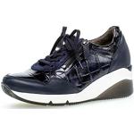 Blaue Business Gabor Comfort Runde Low Sneaker mit Reißverschluss in Breitweite aus Leder mit herausnehmbarem Fußbett für Damen Größe 42 