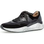 Schwarze Gabor Comfort Runde Low Sneaker mit Schnürsenkel in Breitweite aus Leder mit herausnehmbarem Fußbett für Damen Größe 40,5 