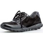 Schwarze Business Gabor Metallic-Sneaker mit Glitzer mit Schnürsenkel in Komfortweite aus Glattleder orthopädisch für Damen Größe 37 