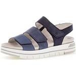 Blaue Gabor Outdoor-Sandalen mit Klettverschluss in Breitweite aus Glattleder für Damen Größe 39 für den für den Sommer 