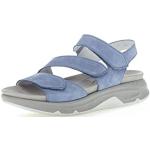 Blaue Gabor Outdoor-Sandalen mit Klettverschluss aus Veloursleder für Damen Größe 38 für den für den Sommer 