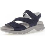 Blaue Gabor Outdoor-Sandalen mit Klettverschluss aus Veloursleder mit herausnehmbarem Fußbett für Damen Größe 40 für den für den Sommer 