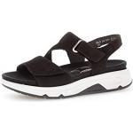 Schwarze Gabor Outdoor-Sandalen mit Klettverschluss in Breitweite aus Glattleder mit herausnehmbarem Fußbett für Damen Größe 40 für den für den Sommer 