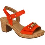 Orange Gabor Fashion Runde Damensandaletten mit Riemchen in Normalweite aus Veloursleder mit herausnehmbarem Fußbett mit Absatzhöhe 5cm bis 7cm 