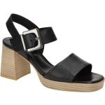 Schwarze Gabor Fashion Runde Damensandaletten mit Riemchen in Normalweite aus Glattleder mit herausnehmbarem Fußbett mit Absatzhöhe 5cm bis 7cm 