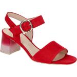 Rote Gabor Fashion Runde Damensandaletten mit Riemchen in Normalweite aus Veloursleder mit herausnehmbarem Fußbett mit Absatzhöhe 5cm bis 7cm 