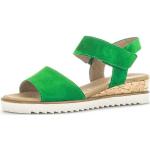 Reduzierte Grüne Gabor Runde Keilabsatz Sandaletten mit Klettverschluss in Komfortweite aus Textil Größe 44 für den für den Sommer 