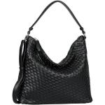 Schwarze Geflochtene Gabor Hobo Bags mit Reißverschluss aus Kunstleder mit Handyfach für Damen 