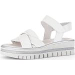 Reduzierte Weiße Gabor Keilabsatz Sandaletten mit Klettverschluss in Normalweite aus Glattleder Größe 44 für den für den Sommer 