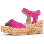 Reduzierte Pinke Gabor Keilabsatz Sandaletten mit Klettverschluss in Normalweite aus Leder leicht Größe 44 für den für den Sommer 