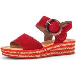 Reduzierte Rote Gabor Sandaletten mit Klettverschluss in Normalweite aus Leder leicht für den für den Sommer 