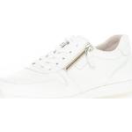 Weiße Unifarbene Gabor Runde Keilabsatz Low Sneaker mit Reißverschluss in Normalweite aus Nappaleder für Damen Größe 44 