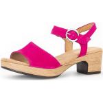Reduzierte Pinke Gabor Kreta Sandaletten mit Klettverschluss in Breitweite aus Textil leicht Größe 41 für den für den Sommer 