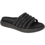 Schwarze Gabor Runde Damenclogs & Damenpantoletten mit Strass in Normalweite aus Textil mit herausnehmbarem Fußbett mit Absatzhöhe bis 3cm 