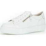 Weiße Unifarbene Gabor Low Sneaker mit Reißverschluss in Normalweite aus Leder leicht für Damen 