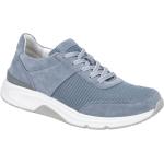 Hellblaue Gabor Rollingsoft Runde Low Sneaker in Normalweite aus Veloursleder mit herausnehmbarem Fußbett für Damen Größe 40,5 