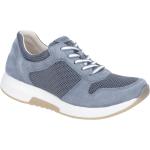 Hellblaue Gabor Rollingsoft Runde Low Sneaker in Normalweite aus Veloursleder mit herausnehmbarem Fußbett für Damen Größe 40,5 
