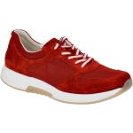 Rote Gabor Rollingsoft Runde Low Sneaker durchsichtig in Normalweite aus Veloursleder mit herausnehmbarem Fußbett für Damen Größe 40,5 