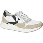 Weiße Gabor Rollingsoft Runde Low Sneaker mit Reißverschluss in Normalweite aus Glattleder mit herausnehmbarem Fußbett für Damen Größe 40 