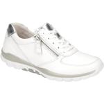Weiße Gabor Rollingsoft Runde Low Sneaker mit Reißverschluss in Normalweite aus Glattleder mit herausnehmbarem Fußbett für Damen Größe 40,5 