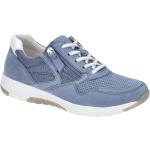 Hellblaue Gabor Rollingsoft Runde Low Sneaker mit Reißverschluss in Normalweite aus Nubukleder mit herausnehmbarem Fußbett für Damen Größe 40,5 