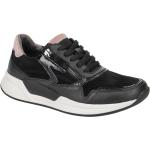 Schwarze Gabor Rollingsoft Runde Low Sneaker mit Reißverschluss in Normalweite aus Glattleder mit herausnehmbarem Fußbett für Damen Größe 40,5 