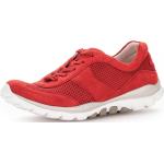 Reduzierte Rote Gabor Rollingsoft Runde Low Sneaker mit Schnürsenkel in Normalweite aus Textil für Damen 