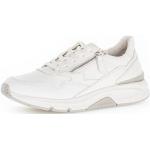 Weiße Unifarbene Gabor Rollingsoft Low Sneaker mit Reißverschluss in Normalweite aus Kalbsleder leicht für Damen Größe 44 