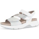 Silberne Gabor Rollingsoft Outdoor-Sandalen mit Klettverschluss aus Leder für Damen Größe 39 für den für den Sommer 