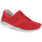 Rote Gabor Rollingsoft Runde Low Sneaker in Normalweite aus Veloursleder mit herausnehmbarem Fußbett für Damen 