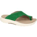 Grüne Gabor Rollingsoft Runde Zehentrenner in Normalweite aus Veloursleder mit herausnehmbarem Fußbett für Damen 