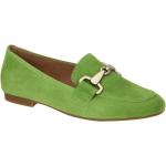 Hellgrüne Elegante Gabor Runde Slipper in Normalweite aus Veloursleder mit herausnehmbarem Fußbett für Damen mit Absatzhöhe 5cm bis 7cm 