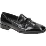 Reduzierte Schwarze Elegante Gabor Runde Slipper in Komfortweite aus Leder mit herausnehmbarem Fußbett für Damen mit Absatzhöhe 5cm bis 7cm 