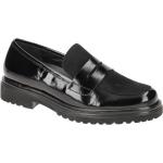 Schwarze Elegante Gabor Runde Blockabsatz Slipper in Komfortweite aus Leder mit herausnehmbarem Fußbett für Damen mit Absatzhöhe 5cm bis 7cm 