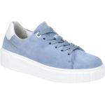 Hellblaue Gabor Runde Low Sneaker in Komfortweite aus Glattleder mit herausnehmbarem Fußbett für Damen 
