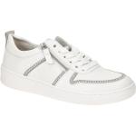Weiße Gabor Runde Low Sneaker mit Strass mit Reißverschluss in Normalweite aus Glattleder mit herausnehmbarem Fußbett für Damen 