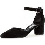 Reduzierte Schwarze Gabor Blockabsatz High Heels & Stiletto-Pumps mit Riemchen in Breitweite aus Veloursleder für Damen Größe 37,5 