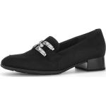 Schwarze Business Slipper aus Leder mit herausnehmbarem Fußbett für Damen Größe 35 mit Absatzhöhe über 9cm 