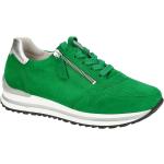 Grüne Gabor Runde Plateauabsatz Low Sneaker mit Reißverschluss in Komfortweite aus Glattleder mit herausnehmbarem Fußbett für Damen 
