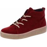 Rote Low Sneaker mit Schnürsenkel in Normalweite aus Nubukleder für Damen Größe 37 