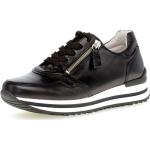 Schwarze Gabor Turin Low Sneaker mit Reißverschluss in Komfortweite aus Nappaleder leicht 