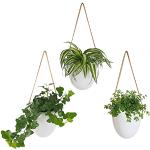 Reduzierte Weiße Skandinavische Gadgy Pflanzenampeln & Blumenampeln aus Keramik Indoor 3-teilig 