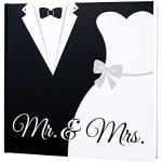 Gästebuch Black & White Hochzeit, Hochzeitsgästebuch schwarz weiß, Brautpaar Mr & Mrs, 104 weiße Seiten, 21,5 x 21,5 cm