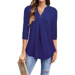 Reduzierte Violette Unifarbene Elegante 3/4-ärmelige V-Ausschnitt Tunika-Blusen für Damen Größe XXL für den für den Sommer 