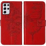 Rote Samsung Galaxy S21 Ultra 5G Hüllen Art: Flip Cases mit Bildern aus Silikon klappbar 