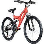 Galano FS180 24 Zoll Mountainbike Full Suspension Jugendfahrrad Fully MTB Kinder ab 8 Jahre Fahrrad (rot, 37 cm)