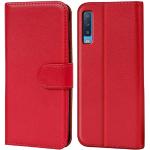 Rote Samsung Galaxy A7 Hüllen 2018 Art: Flip Cases mit Bildern aus Leder 