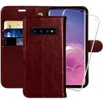 Burgundfarbene Samsung Galaxy S10 Cases Art: Flip Cases mit Bildern aus Leder stoßfest für Herren 